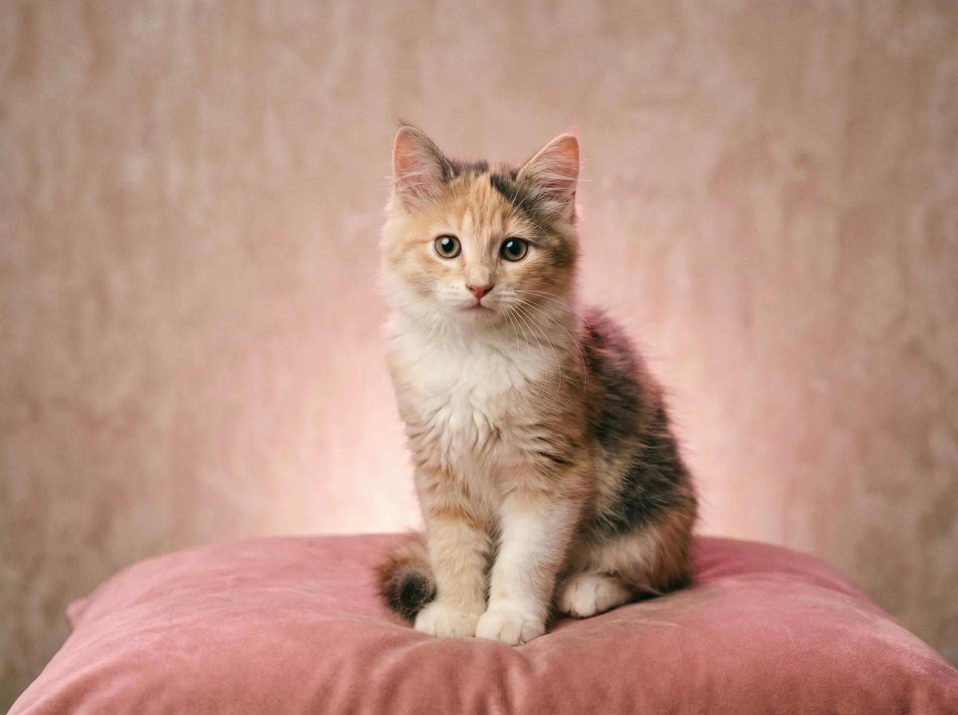 优雅的少女猫坐在粉色靠垫上 - 武藤兰torrent